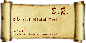 Décsi Richárd névjegykártya