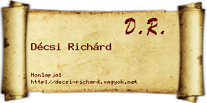 Décsi Richárd névjegykártya